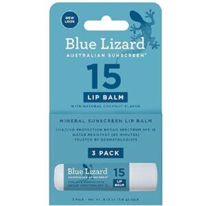 BLUE LIZARD🏵️ MINERAL LIP BALM  SPF 15 ( 3-Pack )